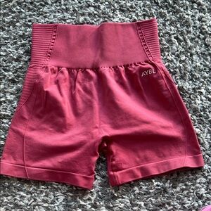 AYBL Burgundy/Pink High-Waisted Shorts